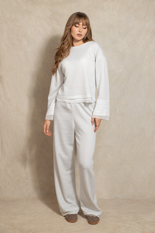 Weiße Lurex-Strickbluse