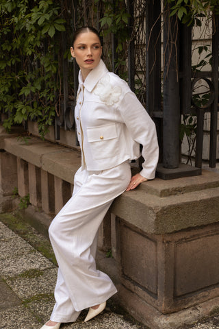 Weiße Flora Jacke